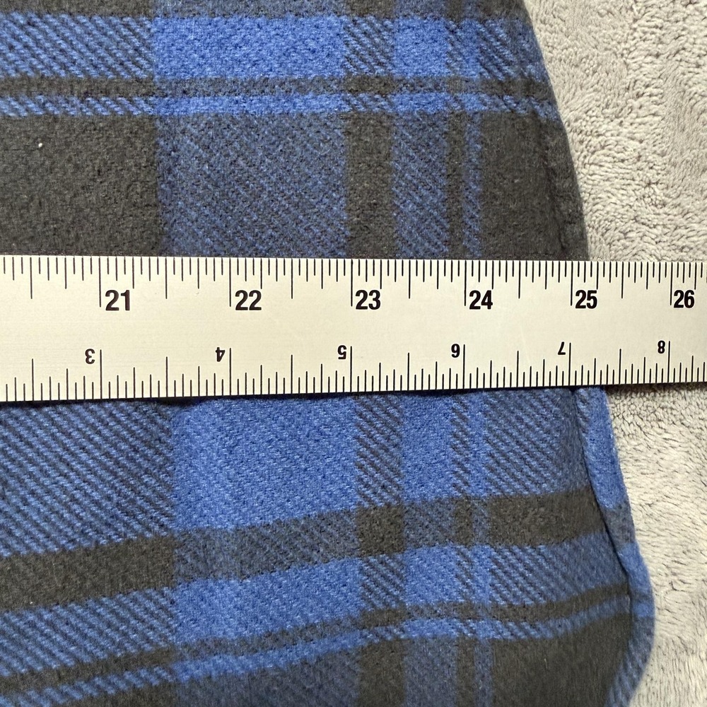 American Eagle Outfitters Flannel Shirt Mens Size M Blue Plaid Hooded Button Up - Picture 11 of 15